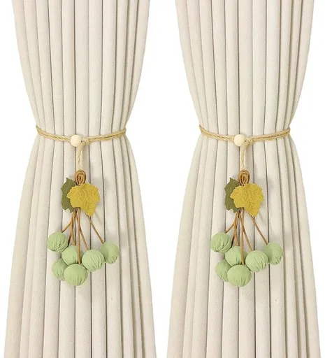 Curtain Ties - Hanging Ball Ties - Ball Tie Cords - Simple Hooks - Creative Curtain Buckle Decorations - Complete Set - 2 Pieces
