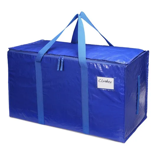Moving Bags PE Woven Zipper Storage Cube Blue 【69*35*38】