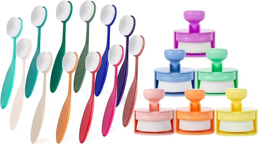 12 Pack Colored Ink Blending Brushes，Ink Blending Tool for Card Making （Brush Head Width Size 0.85 Inches) with 6 Pack Colored Flat top Craft Ink Blending Brushes