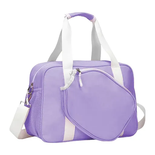 Pickleball Bag Nylon Crossbody Shoulder Bag with Adjustable Detachable Strap Sports Racket Storage Bag - Purple