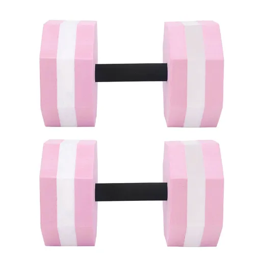 2Pcs High Density EVA Foam Dumbbell Set Aquatic Exercise Dumbbells for Men Women Indoor Swimming Pools Aerobic Fitness Rehabilitation Training Diamond Shaped Pink White Pink