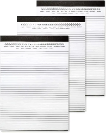 Legal Pads 8.5 x 11 with Date on Top, Narrow Ruled, White Note Pads College Ruled Writing Tablets for Office, School, 50 Sheets, 3 Pack