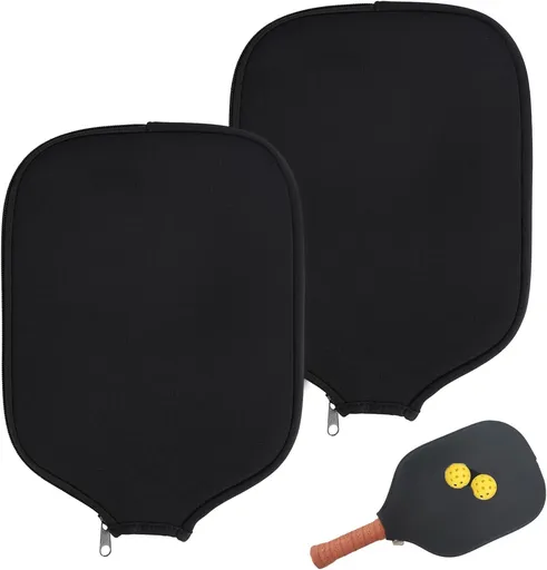 2pcs Racquet Cover for Pickleball, 8.6 x 12.2 Inch Neoprene Paddle Cover for Pickleball Racket Sleeve Storage Bag Compatible for Most USAPA Standard and Elongated Pickball Paddles