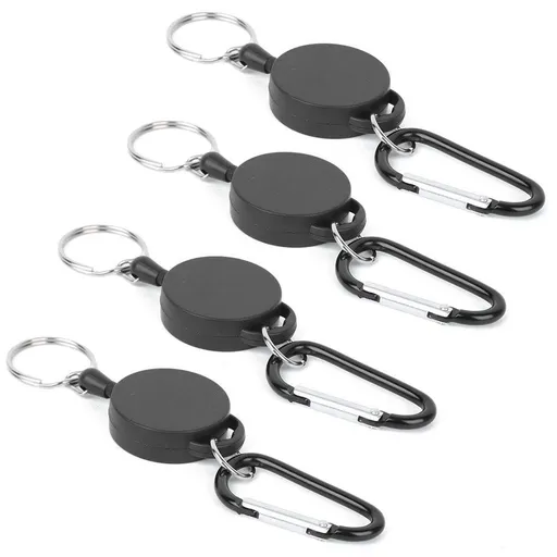 4pcs Telescopic Keychain Anti Theft Creative Retractable Key Ring Nylon Rope