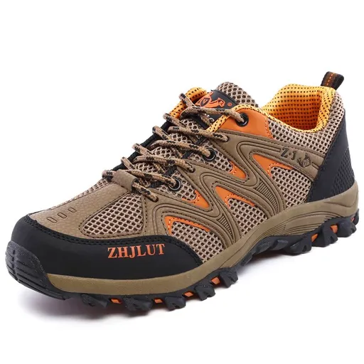 Qifeng Men Women Outdoor Breathable Hiking Shoes Khaki 38