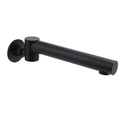 Matt Black Round Basin Wall Mounted Spout Faucet Outlet 180° Swivel Tap Watermark