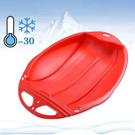Round Snow Sled Disc, durable PP plastic sand slider and winter ski pad with non slip deep seat for snow grass and sand, Red, supports up to 100 kg