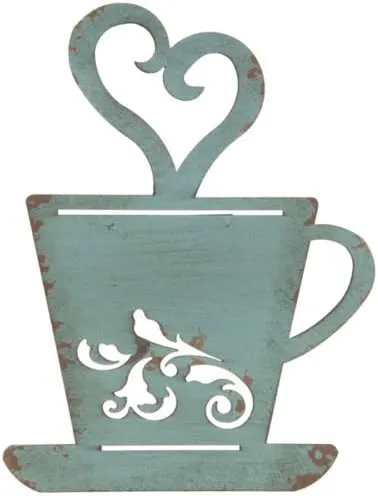Turquoise Rty Metal Coffee Cup Wall, Kitchen, Restaurant, Coffee Shop Decor!
