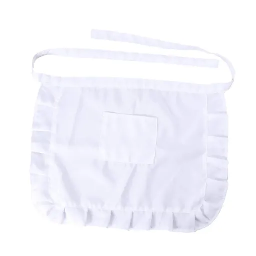 Women's Waist Apron with Pocket, White Half Apron Waitress Servant Costume Apron for Kitchen Cooking Restaurant Coffee Shop Bistro