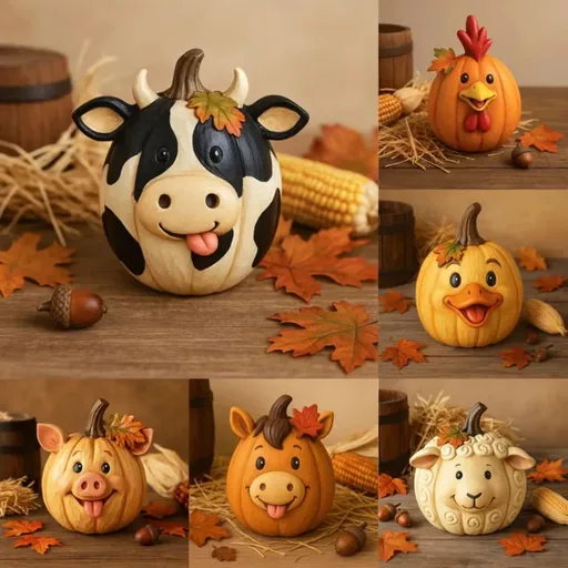Vintage Farm Resin Pumpkin Statue Cute Ornament for Porch Garden Yard Indoor Tabletop Rustic Style