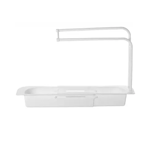 Telescopic Sink Rack Holder Expandable Storage Drain Basket Home Kitchen Kit - White
