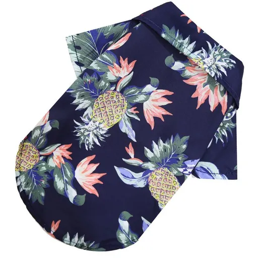 Pet Shirt Shine Polyester Small Medium Pineapple shirt navy blue S (bust 35CM about 1.50 kg-2.50 kg pets)