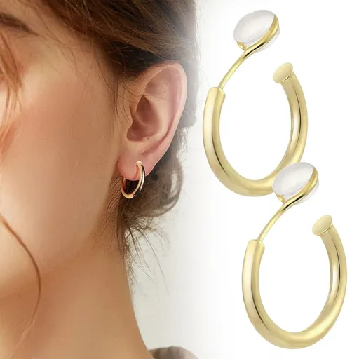 Clip on Earrings for Women Gold Plated Non Pierced Hoop Clip on Hoops for Non Pierced Ears Gold and Women Earrings Fashion