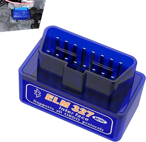 Car OBDII Diagnostic Tool, ELM327 Engine Data Scanner for Real-time Monitoring, Portable Fault Reading and Elimination Tool, Universal Bluetooth Connection for IOS Android Windows (Blue)