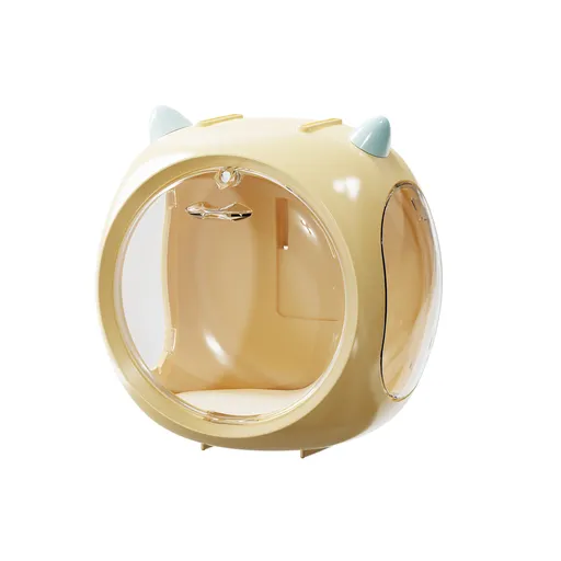 Yellow And Blue Horn Acrylic Blind Box Display Case - Transparent Dustproof Storage for Figures and Collectibles(The model is a shooting prop and is not included)