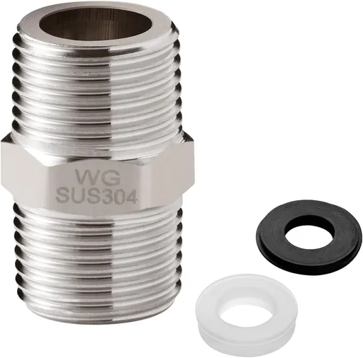 Shower Hose Extension Connector, 1/2 to 1/2 Shower Hose Extender Fitting Extra Long Joint, Used to Connect Two Hoses, Solid Stainless Steel, 1 PCS
