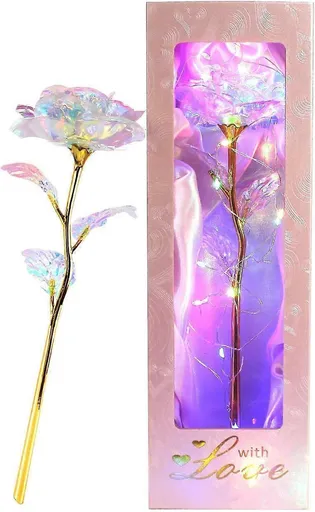 Colorful Galaxy Rose Women's Gift Birthday Gifts Gold Rose Gifts 24K Golden Foil Roses with LED Decor Gifts for Mothers Day Birthday
