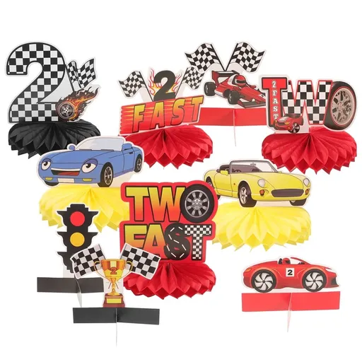 Racing Car Party Decorations Multi-Color Honeycomb Centerpieces Paper Table Ornaments 10Pcs