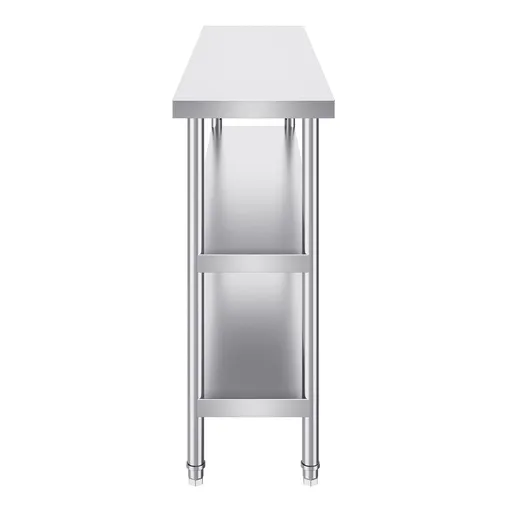 Stainless Steel Food Prep Table, 356 x 1524 x 864 mm Commercial Kitchen Worktable, with 2 Adjustable Undershelf, Heavy Duty Prep Table Metal Work Table for BBQ, Kitchen, Home, and Garage