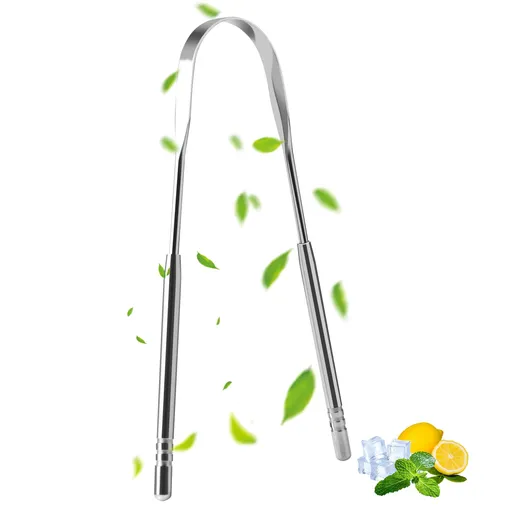 Tongue Scraper Reduce Bad Breath, Medical Grade Reusable Stainless Steel Cleaner, Healthy Oral Hygiene Brushes(Silver)