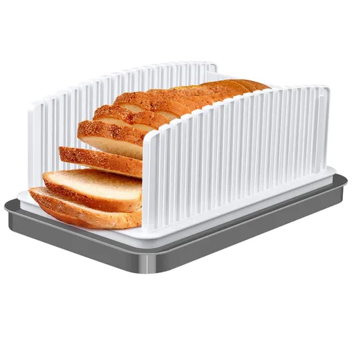 Upgrade Bread Slicer for Homemade Bread, Bread Slicing Cutting Guide Adjustable Width Length, Foldable & Compact Bread Cutter