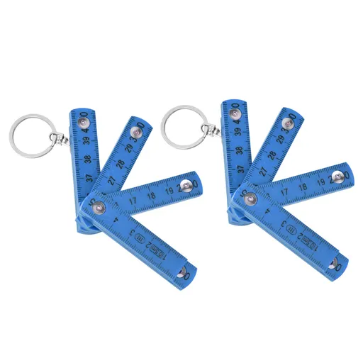 2Pcs ABS Folding Ruler Portable 0.5m Foldable Ruler with Key Ring for Carpentry Laying TilesBlue