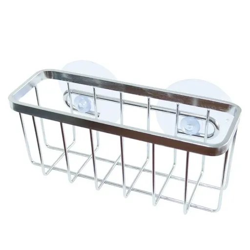 Kitchen sink brush sponge storage stainless steel rack durable anti rust bracket with strong suction cup
