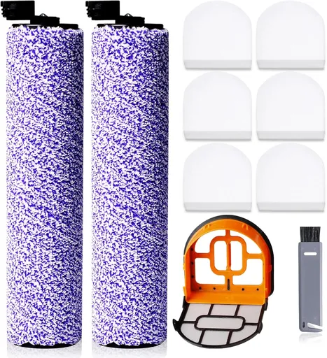 9 Pack Replacement Roller Brush and Foam Filters Kit Compatible with Shark WD101,AW302,WD201, WD161 WD261 AW261 Hydrovac XL 3-in-1 Vacuum Cleaner, Cordless Pro XL Vacuum Accessories