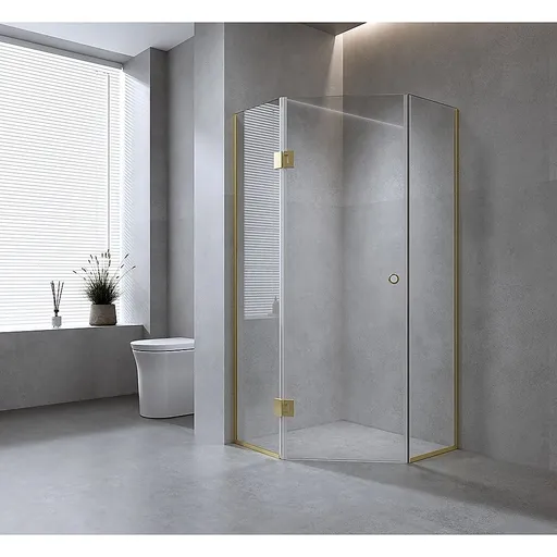 90cm Frameless Diamond Shower Screen with Nickel Channels and SS Hinges