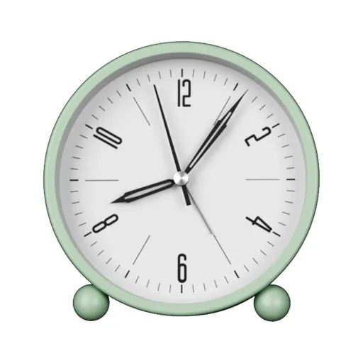 Nightlight Alarm Clock 4.5" Round Silent Alarm Clock Bedside Desk Non-Ticking Travel Clock Battery Operated Green(Battery Include)