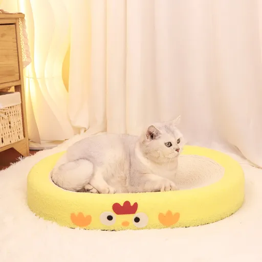 Oval-shaped braised chicken Large Cat Scratcher Bed 2 in 1 Sisal Scratching Pad & Plush Lounge Nest Durable Claw Grinder Mat for Indoor Cats