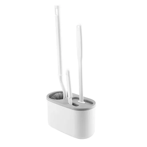 4 Pieces Toilet Bowl Brush Set Punch Free Wall Mounted Toilet Brush Holder with 3 Brush for Bathroom White