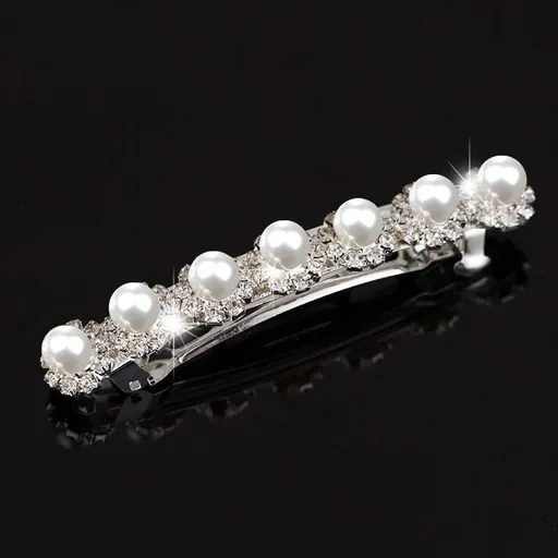 4PCS Sparkly Rhinestone Bling Hair Clips Silver Metal rectangular Spring Hair Barrettes Hair Accessories Crystal Ponytail Holder