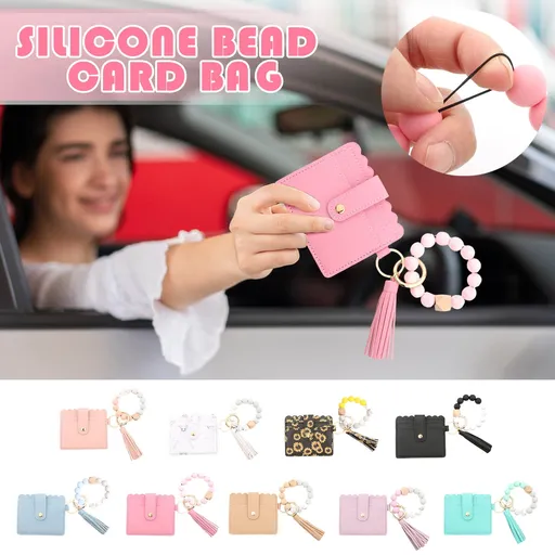 Wallet Women, Wallet Keychain Wristlet for Women, Slim Credit Card Holder Wallet, Fashion Tassel Keychain Bangle Key Ring Purse for Women ( 18 Kinds of Prints Wallets) P
