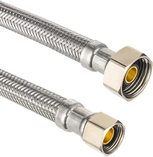 2-Pack Faucet Supply Lines, 1/2" FIP x 3/8" COMP Faucet Hose, 12-inch length Stainless Steel Braided Supply Line,(HOSE043)