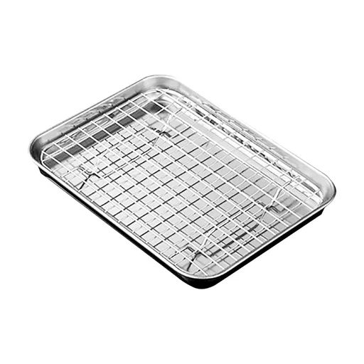 Baking Trays and Trays , 1 Set Stainless Stel Bakeware Rectangular Tray Food Storage Tray App Etizer Plates Flat Bottom Baking Pan Cool Ing Rack Baking Dish Drying Rack Kitchen SL1