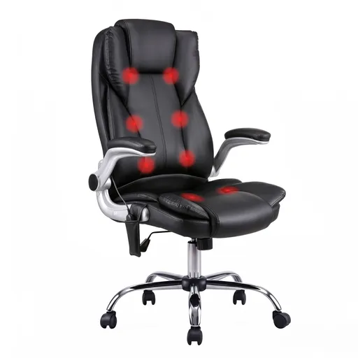 Artiss 8 Point Massage Office Chair PU Leather Black