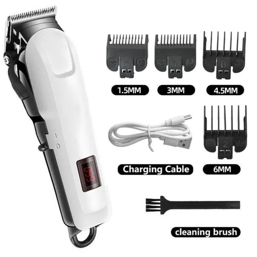 Professional Electric Hair Clippers, USB Rechargeable Hair Trimmer for Adults & Kids—Home Haircuts - White