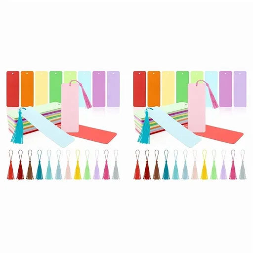200 Pack Blank Color Bookmarks Cardstock with 200 Pcs Colorful Tassels, Craft DIY Paper Bookmarks for DIY Craft Projects