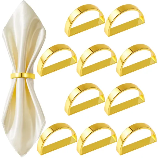 10 Pcs Stainless Steel Napkin Rings Metal Napkin Ring Holders Modern Ring Holder Buckles for Dinner Table Decor, Wedding