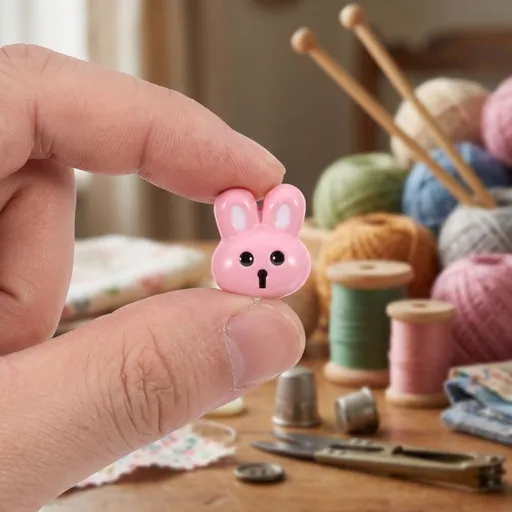 12Pcs Pink Resin Small Rabbit Buttons for Clothing and Craft Projects