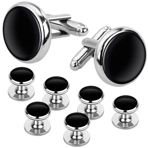 Best Gift for Men Mens Cufflinks and Studs, Shirt Cufflinks and Studs Set for Men, Brass Cuff Links and Shirt Studs for Wedding