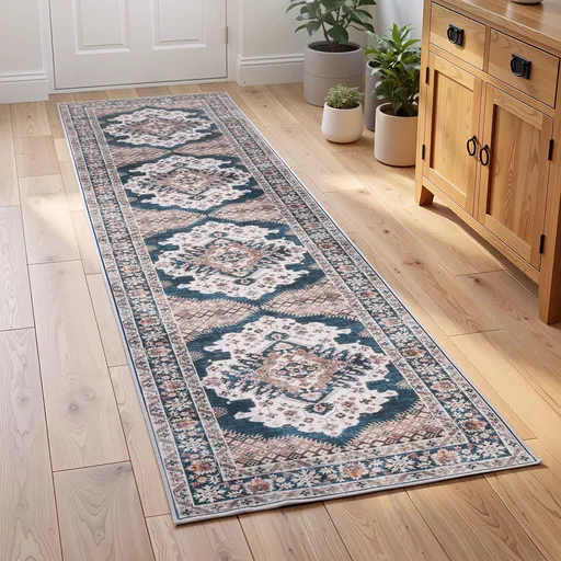 Hallway Runner Rug Ultra-Thin 0.5cm Soft 60 x 300 cm Bohemian Medallion Waterproof Machine Washable Non-Slip