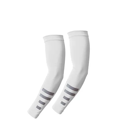 UV Protection Arm Sleeves with Reflective Strips, Breathable Cooling Sun Sleeves for Driving Cycling Running-White