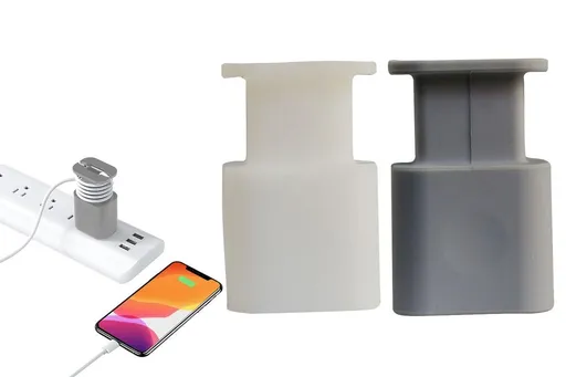 Silicone Charger Protector with Cord Wrap for Apple Phone 18W20W Charger Gray White