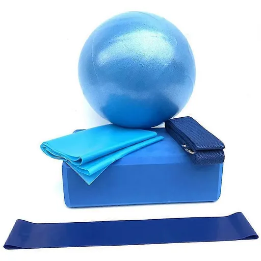 5pcs Yoga Ball Set - Fitness Ball, Blocks, Stretch Band, Resistance Loop, Belt
