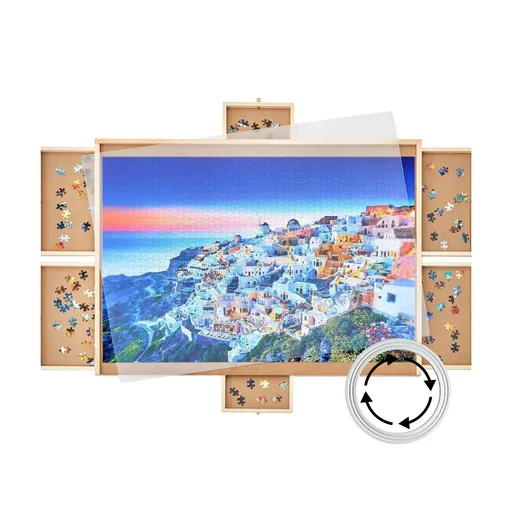Social Hike Puzzle Board 1500 pcs - Rotating Tabletop with 6 Drawers and Cover