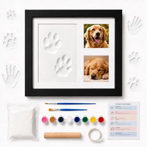 Horse Hoofprint & Family Keepsake Clay Kit – for Paws, Hands & Footprints Made by You & Personalise It Your Way, Wood Frame Imprint Clay Keepsake Kit, with Complete DIY Painting Set