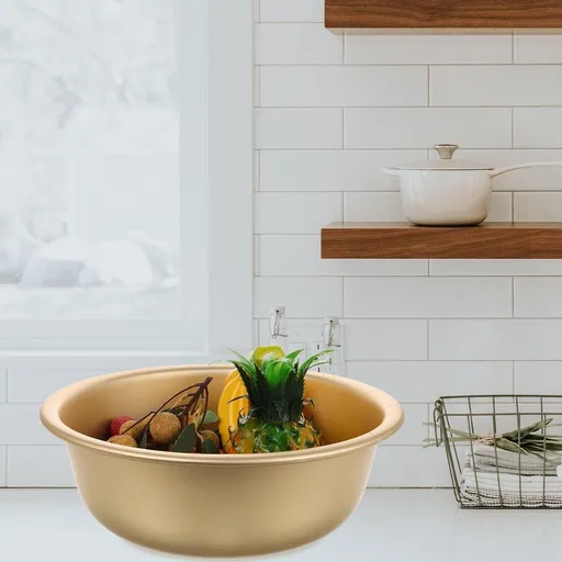 Multifunctional Golden Aluminum Basin for Kitchen Storage Elegant and Practical