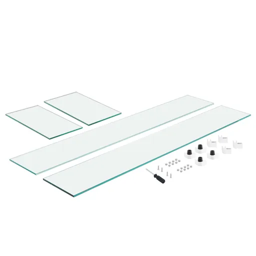 Glass Wind Guard for Rectangular Fire Pit Table 798 x 317 x 165 mm, 8mm Thick and Sturdy Tempered Glass Panel with Hard Aluminum Corner Bracket & Rubber Feet, Easy to Assemble